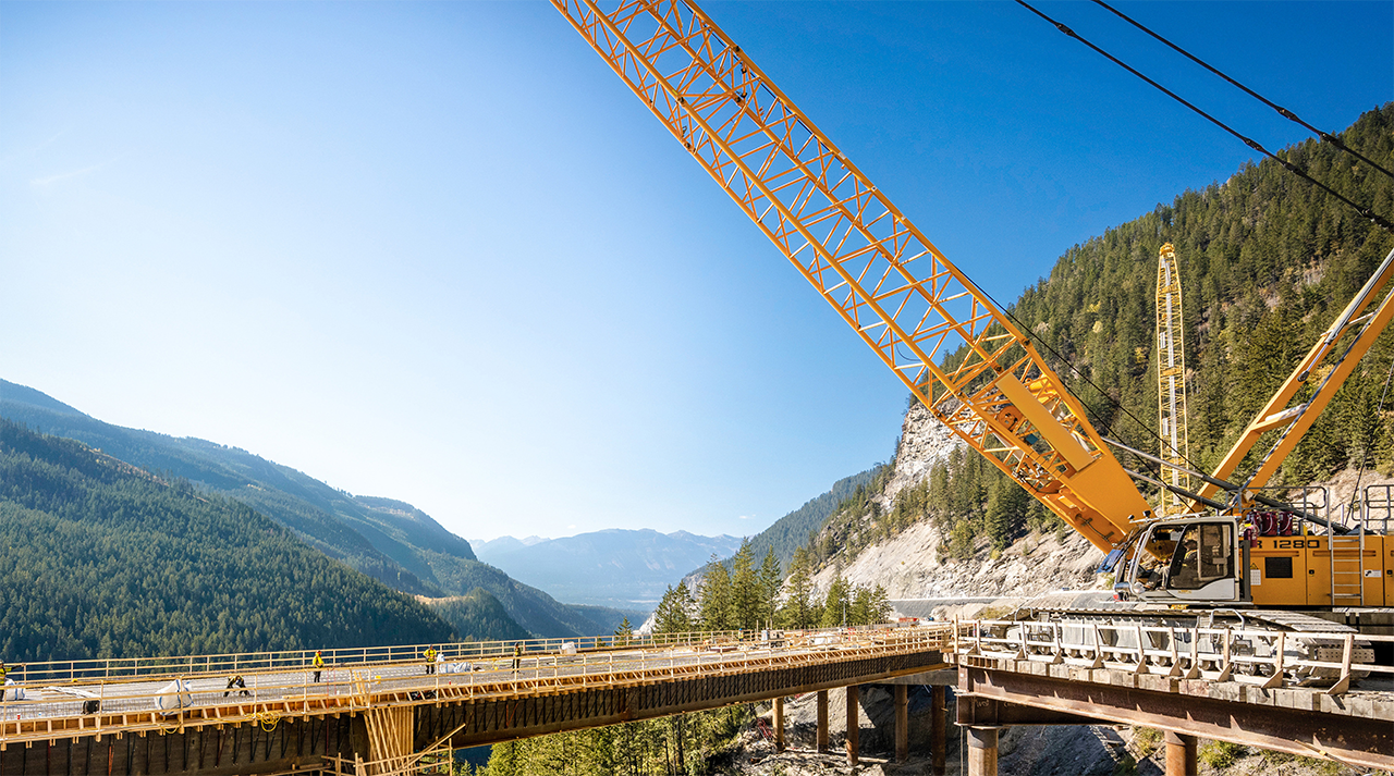 Construction site with mountains in the background