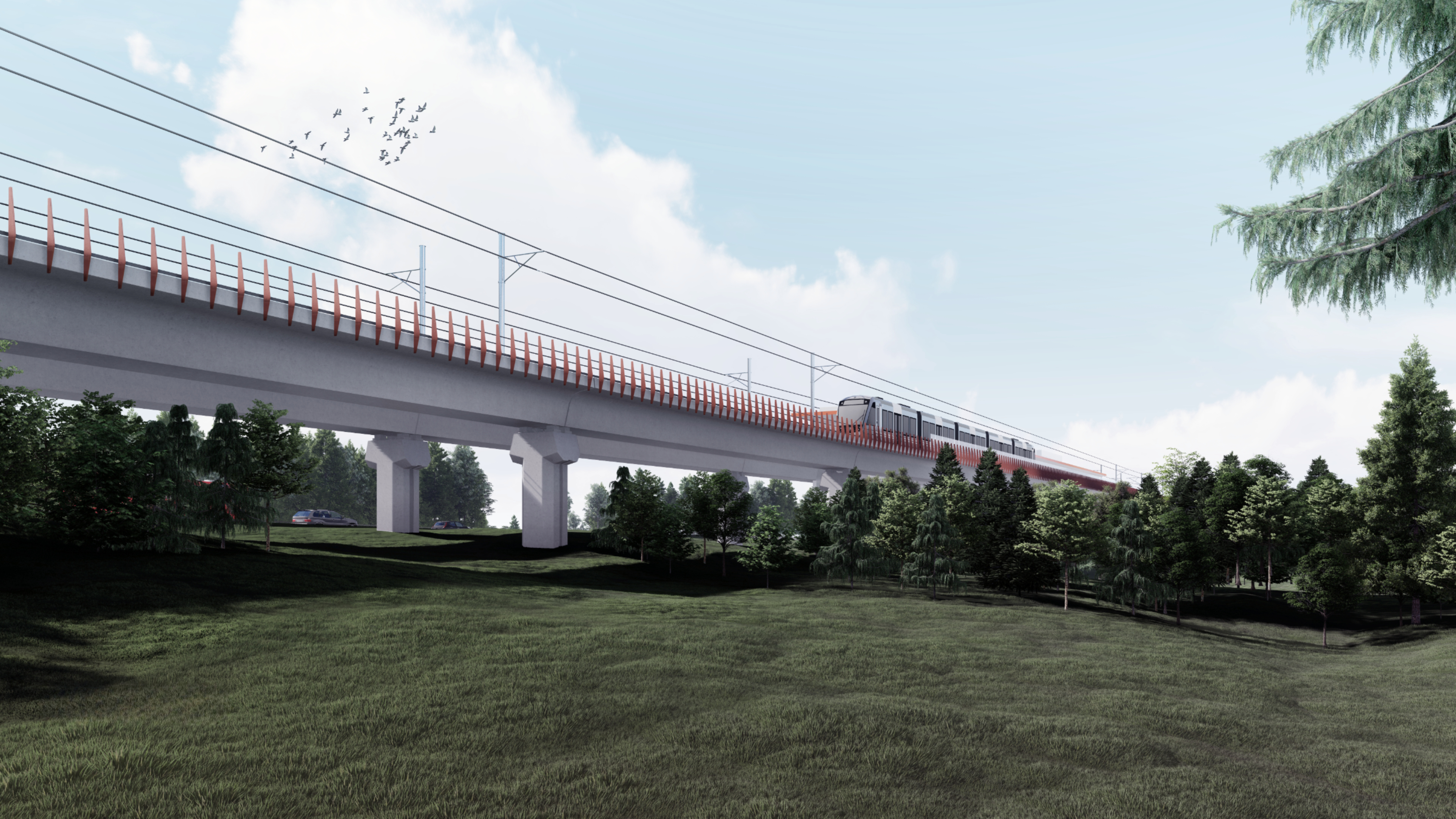 Render of the Eglinton Crosstown West Extension Elevated Guideway