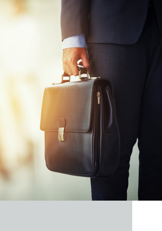 Man in suit holding briefcase