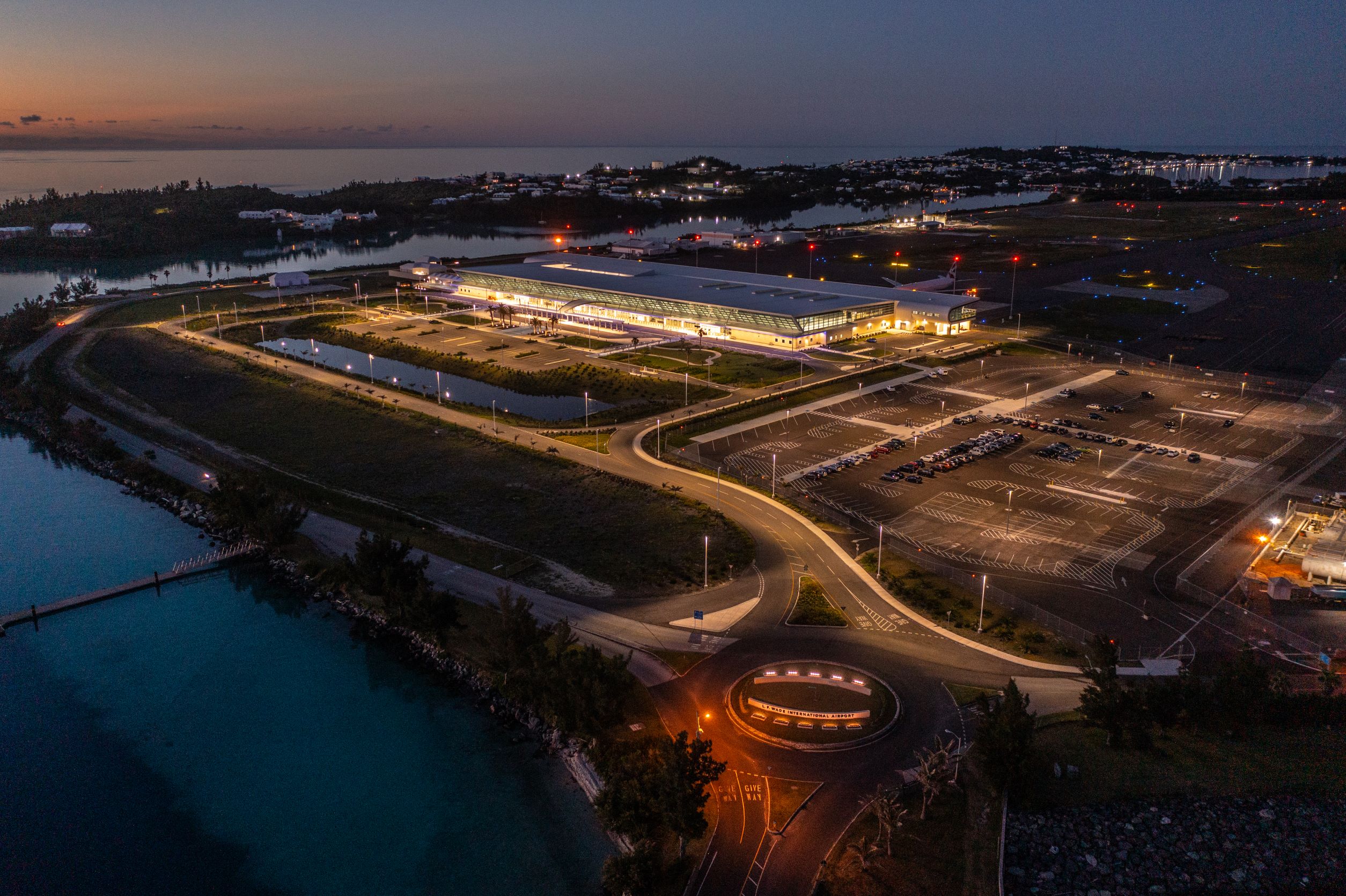 Aerial view of the Bermuda Airport