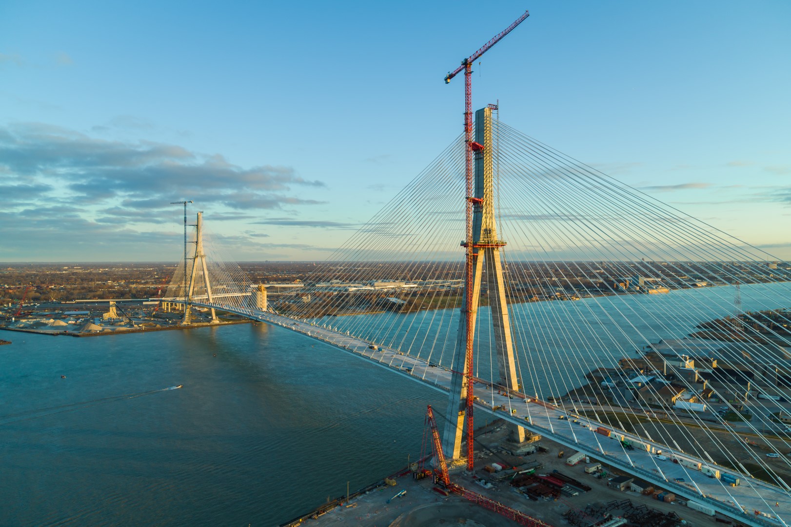 Drone image of Gordie Howe Bridge