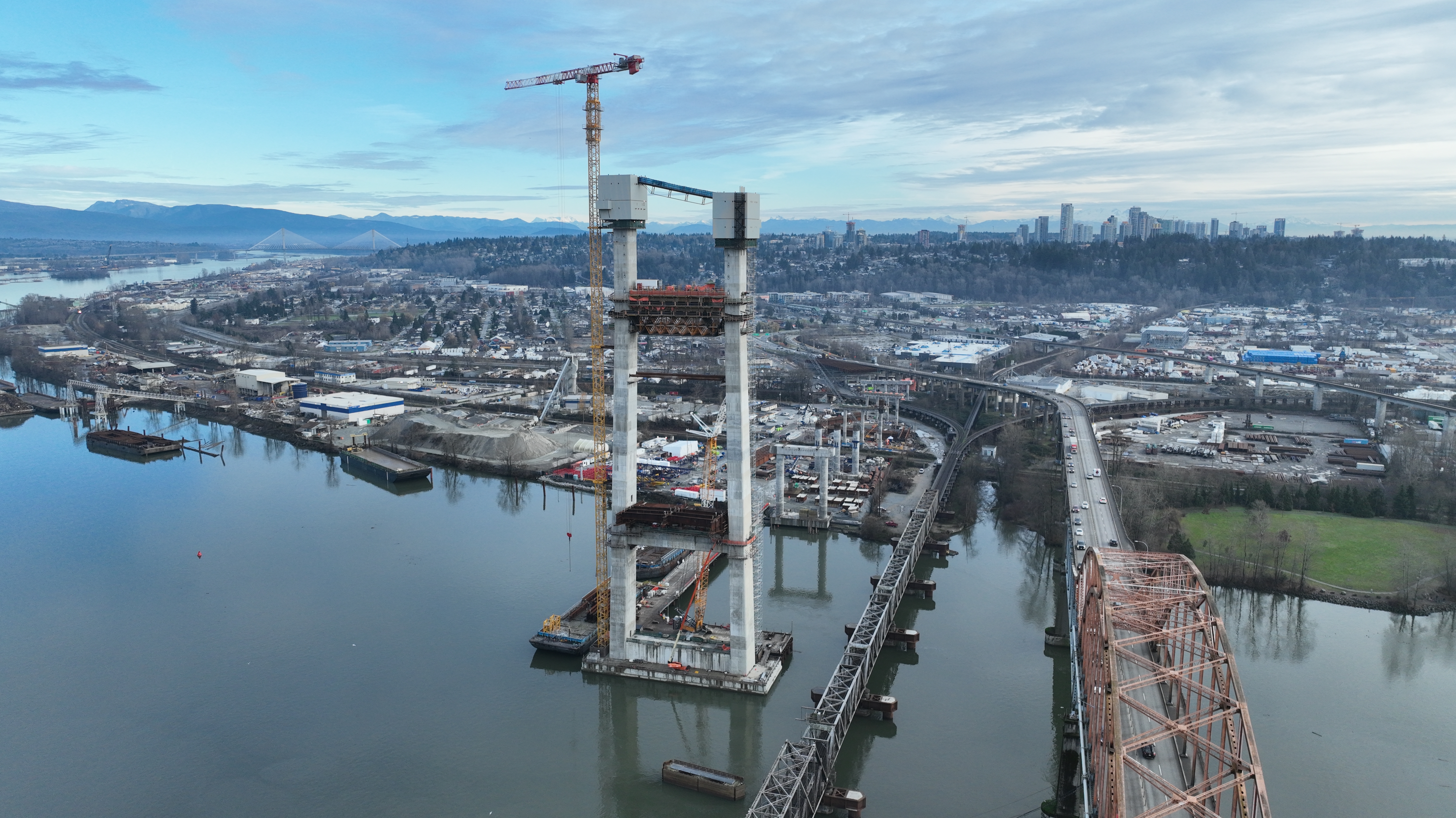 Aerial view of Pattullo Bridge replacement project site