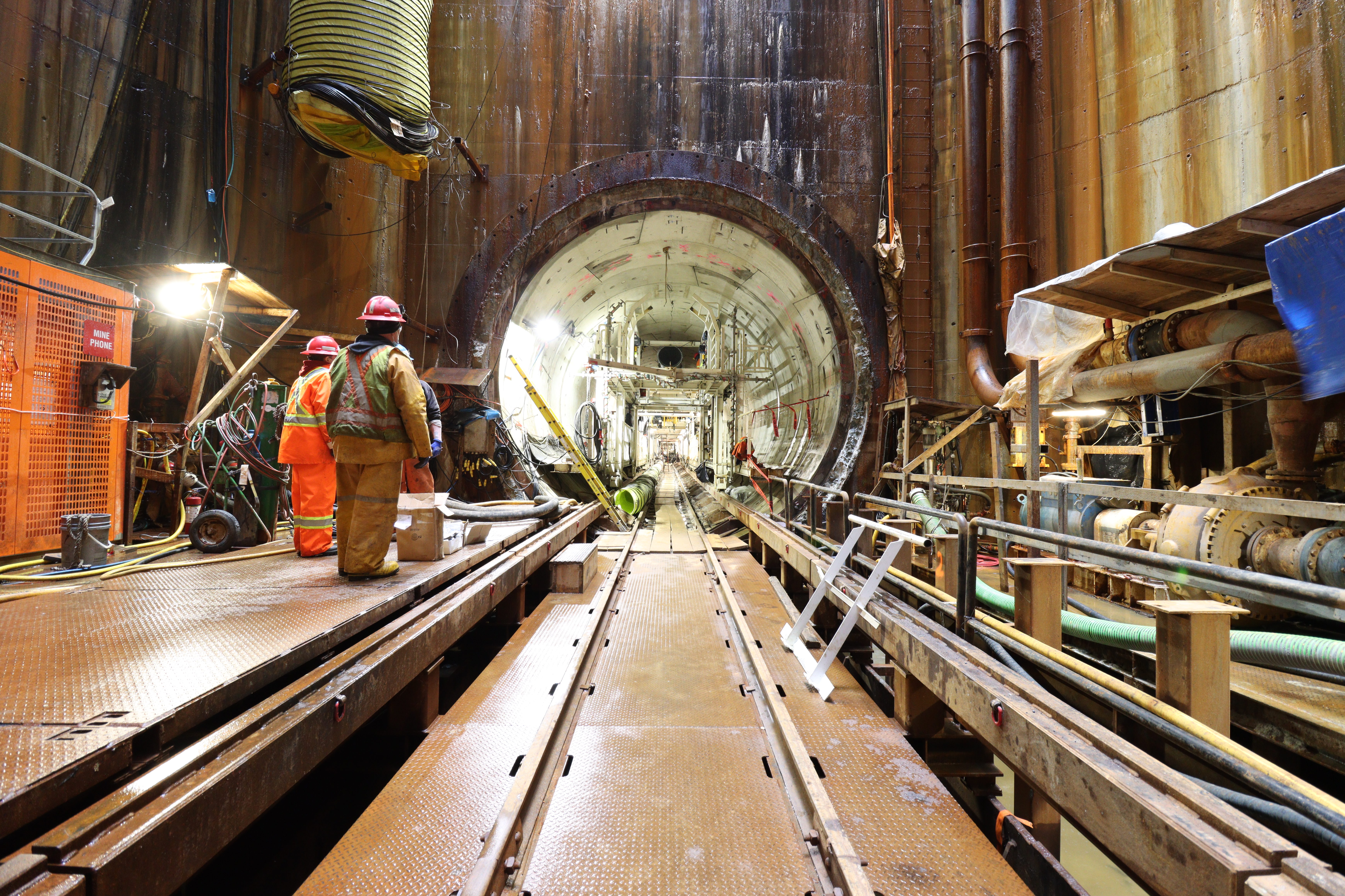 Construction site of Second Narrows Water Supply Tunnel showing the tunnel portal of the Northern Shaft