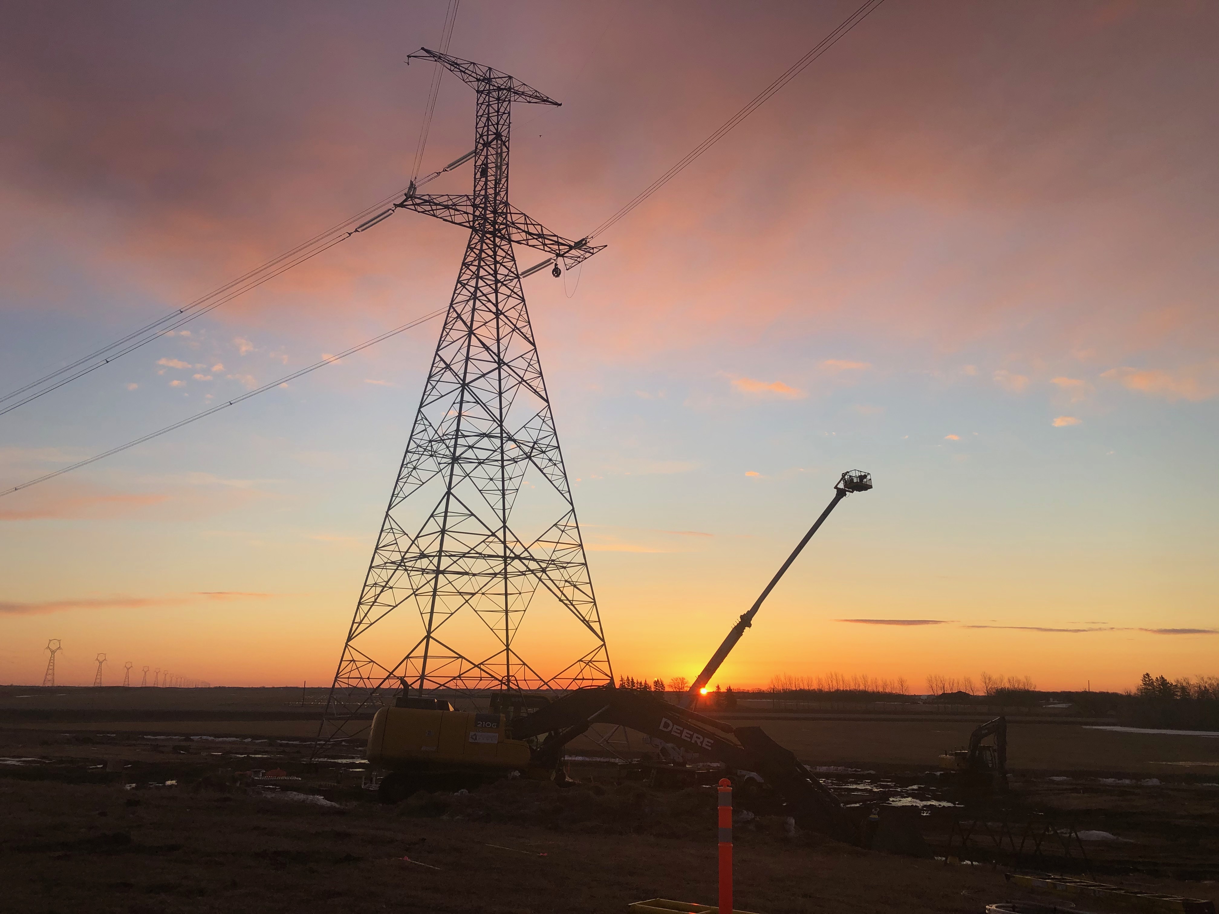 Transmission line and sunset