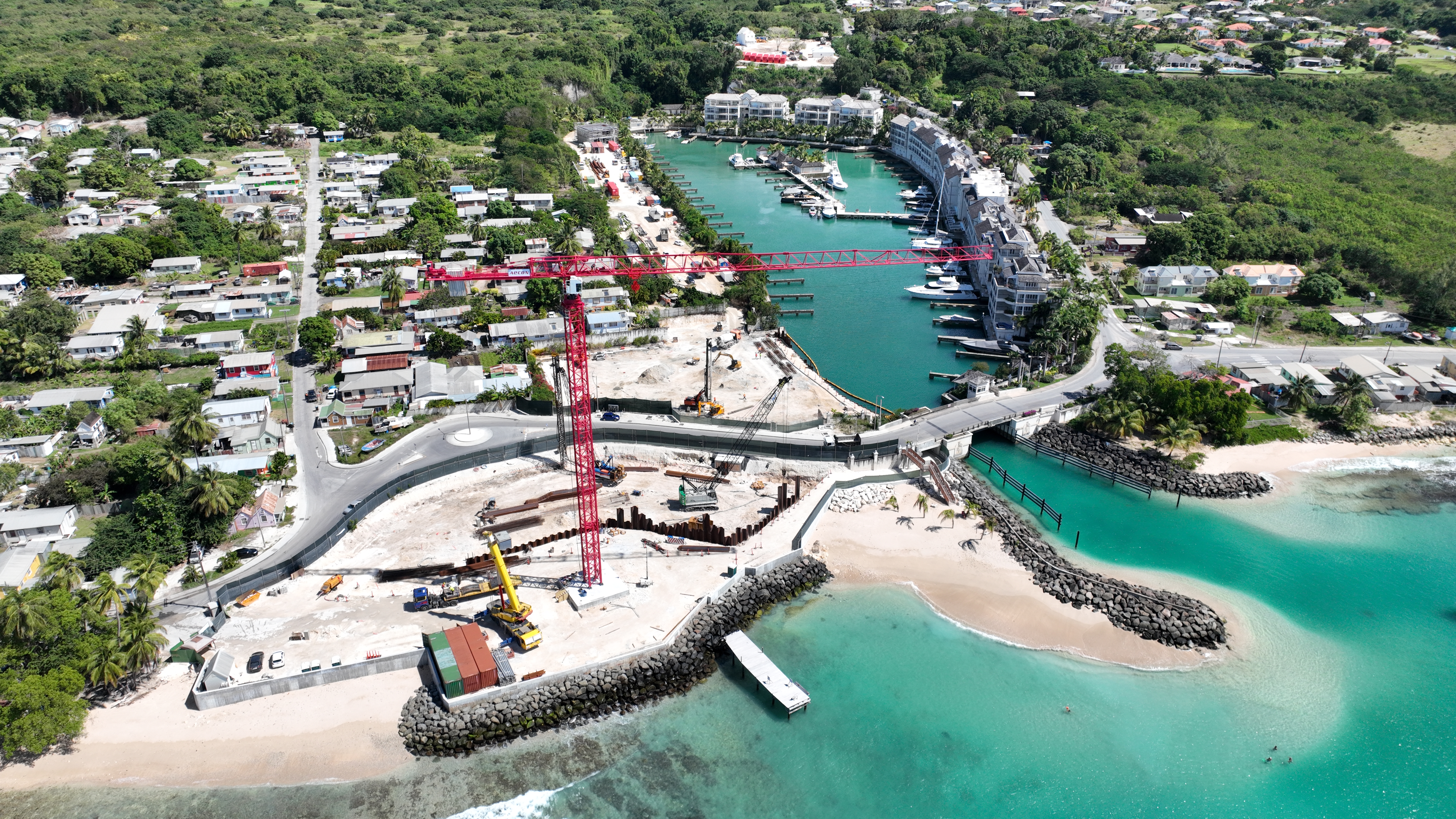 Birds eye view of a construction site in Barbados